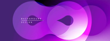Soyut mor tasarım. Üst üste binen daireler dinamik görsel efekt yaratır. Gradyan gölgeler modern estetik sunuyor. Minimalist kompozisyon.