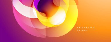 Soyut renkli şekiller örtüşür ve dinamik bir arkaplan oluşturur. Sıcak tonlar baskın, enerji ve hareket öneriyor..