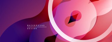 Soyut sıvı şekiller, canlı mor, pembe renkler. Modern tasarım, üst üste binen katmanlar dinamik bileşim yaratır. Minimalist estetik.