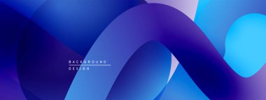 Soyut sıvı şekiller, canlı maviler, morlar modern arka plan yaratır. Yumuşak eğimler, üst üste binen katmanlar dinamik görsel efekt sunar.