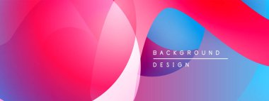 Soyut renkli arkaplan. Üst üste binen şekiller canlı gradyanlar yaratır. Pembeler, maviler, morlar kompozisyona hakim olur. Modern tasarım ögesi.