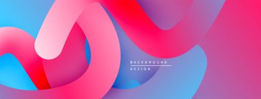 Soyut sıvı şekiller, canlı renklerin karışımı. Pembe, kırmızı, mavi gradyanlar dinamik kompozisyon oluşturur. Modern tasarım ögesi.