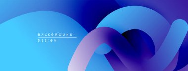 Soyut sıvı şekilleri, mavi mor gradyanlar. Modern tasarım, dinamik kompozisyon, düz eğriler görsel ilgi yaratır.