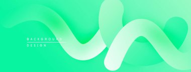 Soyut yeşil arkaplan. Pürüzsüz akış şekilleri dinamik görsel efektler yaratır. Renkler modern estetik sunuyor.