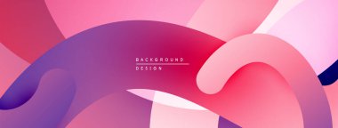 Soyut sıvı şekilleri, canlı pembeler, morlar dinamik bir zemin oluşturur. Modern tasarım, pürüzsüz eğimler görsel ilgi sunar.