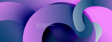 Soyut sıvı şekiller, mor renkler tasarımda baskın. Pürüzsüz gradyanlar dinamik bileşim oluşturur. Modern estetik.