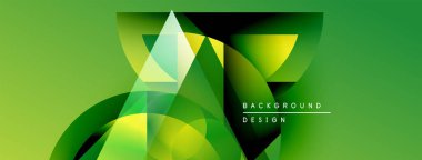 Soyut yeşil arkaplan. Geometrik şekiller, dinamik görsel efekt oluşturur. Sancaklar ve sunumlar için modern tasarım uygun.
