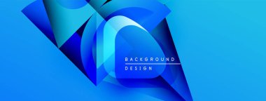 Soyut mavi tasarım. Dinamik şekiller üst üste biniyor ve modern görsel efektler yaratıyor. Parlak eğim derinlik ve doku ekler. Dijital projeler için uygun arkaplan.