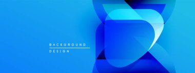 Soyut mavi tasarım üst üste binen şekiller, gradyanlar. Modern estetik, arka planlar ve sunumlar için uygun. Temiz, canlı kompozisyon.