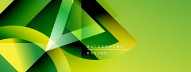 Soyut geometrik tasarım. Yeşil, sarı gradyanlar dinamik şekiller yaratır. Çeşitli projeler için modern arkaplan.
