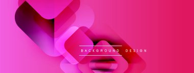 Soyut pembe arka plan. Üst üste binen yuvarlak kareler dinamik görsel efekt yaratır. Modern tasarım elementleri parlak estetik sunar.