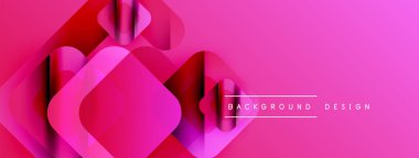 Soyut pembe tasarım katmanlı kareler, gradyanlar içerir. Modern estetik, canlı renkler, basit kompozisyon. Projeler için arkaplan ögesi.