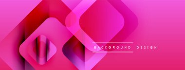 Soyut pembe tasarım özellikleri üst üste binen kareler, gradyanlar. Modern estetik dijital arkaplanlar ve sunumlar için uygundur.