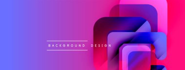 Soyut gradyan şekiller örtüşüyor, canlı modern tasarım yaratıyor. Mor, mavi, pembe renkler kompozisyona hakim. Metin arkaplan tasarımı okur.
