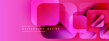 Soyut geometrik şekiller, pembe gradyanlar, modern tasarım. Üst üste binen kareler dinamik görsel doku yaratır. Minimalist stil.