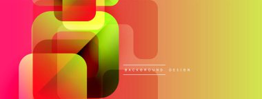 Soyut canlı şekiller örtüşür, dinamik gradyan arkaplan oluşturur. Sıcak renkler baskın, enerji ve modernlik öneriyor..