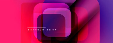 Soyut geometrik şekiller çakışıyor. Canlı morumsu, mor renkler dizaynda baskın. Modern estetik, temiz çizgiler dinamik görsel efekt sunar.