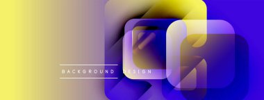 Soyut geometrik şekiller çakışıyor. Renkler sarıdan mora karışır. Arkaplan ve sunumlar için modern tasarım ögesi.
