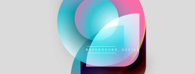 Soyut renkli şekiller örtüşüyor ve dinamik bir zemin oluşturuyor. Gradyan renkler harmanlanarak modern tasarım elementini oluşturur. Metin arkaplan tasarımı okur.