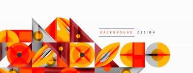 Soyut geometrik tasarım. Turuncu, sarı, gri şekiller modern arka plan yaratır. Temiz çizgiler, dinamik kompozisyon.