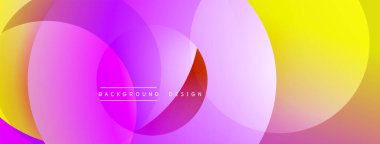 Soyut, enerjik bir arkaplan. Üst üste binen daireler dinamik renkli kompozisyon oluşturur. Gradyanlı modern tasarım, dijital projeler için mükemmel.
