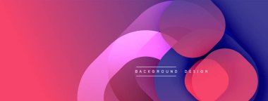 Soyut arkaplan özellikleri üst üste binen daireler, canlı pembeler, morlar, maviler. Modern tasarım elementleri dinamik görsel efekt yaratır.