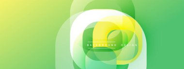 Soyut yeşil arkaplan. Üst üste binen daireler dinamik görsel efekt yaratır. Modern tasarım elementleri pürüzsüz eğimler sunar.