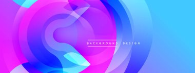 Soyut katmanlar canlı, akışkan şekiller yaratır. Pembe, mavi renkler harmanlanarak dinamik bir arka plan tasarımı oluşturur. Modern, şık bir sunum.