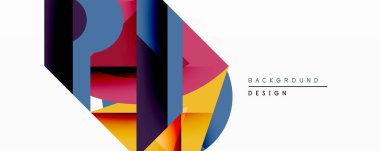 Soyut geometrik bileşim. Üst üste binen şekiller dinamik görsel efekt yaratır. Kalın renkler, modern tasarım, arka plan veya markalaşma malzemeleri için uygun. Minimalist estetik.