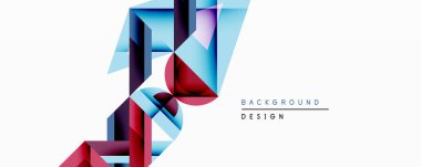 Soyut geometrik tasarım katmanlı şekiller, canlı renkler içerir. Mavi, mor, kırmızı renkler dinamik görsel efekt yaratır. Arka planlar için modern, minimalist estetik.