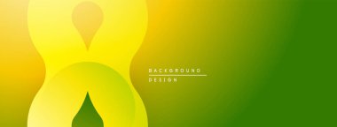 Soyut eğim arkaplanı. Sarı, yeşil renkler düzgün bir şekilde harmanlanır. Üst üste binen şekiller dinamik görsel efekt yaratır. Minimalist tasarım.