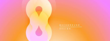 Soyut tasarım yumuşak gradyanlar, sıcak renkler içerir. Şekil sonsuzluk sembolüne benzer, pozitifliği çağrıştırır, akışı. Minimalist estetik.