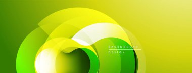 Soyut yeşil sarı tasarım. Üst üste binen daireler dinamik görsel efekt yaratır. Sunumlar ve web siteleri için modern arkaplan.