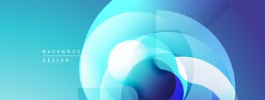 Soyut mavi eğimler dairesel katmanlar oluşturur. Minimalist tasarım, modern estetik, pürüzsüz geçişler, canlı renkler.