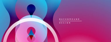 Soyut sıvı şekiller, canlı renklerin karışımı. Modern tasarım, pürüzsüz eğimler dinamik kompozisyon yaratır. Mor, mavi renkler egemen.