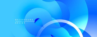 Soyut mavi arkaplan. Üst üste binen şekiller akışkan ve modern tasarım yaratır. Renkler derinlik ve görsel ilgi sunar.