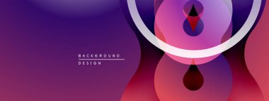 Soyut geometrik şekiller, canlı mor renkler, modern tasarım. Pürüzsüz gradyanlar dinamik görsel efekt yaratır. Minimalist kompozisyon.