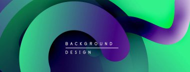 Soyut akışkan şekiller, canlı gradyanlar. Yeşil, mor renkler kompozisyona hakim. Arka planlar için modern tasarım ögesi.