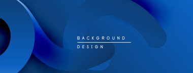 Soyut mavi tasarım. Yumuşak eğimler akışkan şekiller yaratır, modern estetik. Metin arkaplan tasarımı okur.