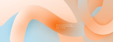 Soyut sıvı şekiller, şeftali, açık mavi renkler modern arka plan yaratır. Yumuşak eğimler, akış biçimleri hareketi, basitliği akla getiriyor.