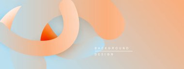 Soyut şekiller örtüşür, yumuşak eğimler yaratır. Şeftali, mavi renkler dizaynın hakimi. Minimalist estetik, modern his. Arkaplan dokusu ince.