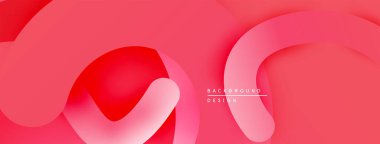 Soyut pembe arka plan. Üst üste binen kıvrımlı şekiller dinamik görsel efekt yaratır. Modern tasarım, düz gradyanlar, canlı renkler.