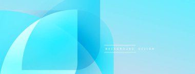 Soyut mavi şekiller üst üste binerek dinamik bileşim oluşturuyor. Işık eğimleri derinliği, modern estetiği gösteriyor. Minimalist tasarım.