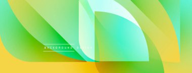 Soyut, enerjik bir arkaplan. Üst üste binen katmanlar pürüzsüz eğimler yaratır, sarı, yeşil, turkuaz renkler kompozisyona hakim olur. Modern tasarım ögesi.