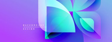 Soyut mor arkaplan özellikleri üst üste binen geometrik şekiller. Gradyan renkler dinamik görsel efekt yaratır. Modern tasarım ögesi.