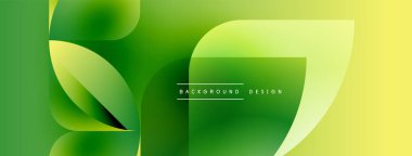 Soyut yeşil sarı eğimli şekiller. Modern tasarım, düz kıvrımlar, dinamik kompozisyon. Arkaplan, pankart ve sunumlar için uygun.