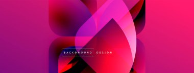 Soyut gradyan şekiller örtüşüyor, canlı pembe, kırmızı renkler yaratıyor. Metin, kompozisyon içerisindeki arkaplan tasarımını okur.