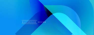 Soyut mavi arkaplan. Üst üste binen şekiller dinamik görsel efekt yaratır. Modern tasarım elementleri parlak estetik sunar.