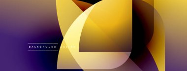 Soyut geometrik şekiller örtüşür, canlı bir değişim etkisi yaratır. Mor, sarı renkler tasarımda baskın. Modern, dinamik kompozisyon.