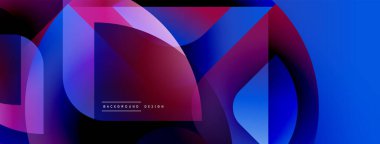 Soyut akışkan şekiller, canlı maviler, morlar, pembeler dinamik bir zemin oluşturur. Modern tasarım, pürüzsüz eğimler, katmanlı biçimler.